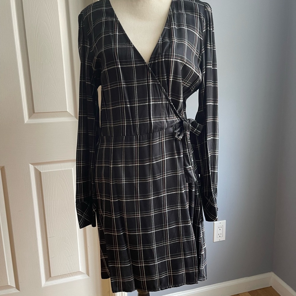 Sanctuary faux wrap plaid dress